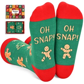 HAPPYPOP Funny Christmas Socks for Women Men - Holiday Socks Gingerbread Socks, Christmas Gifts Stocking Stuffers Secret Santa Gifts