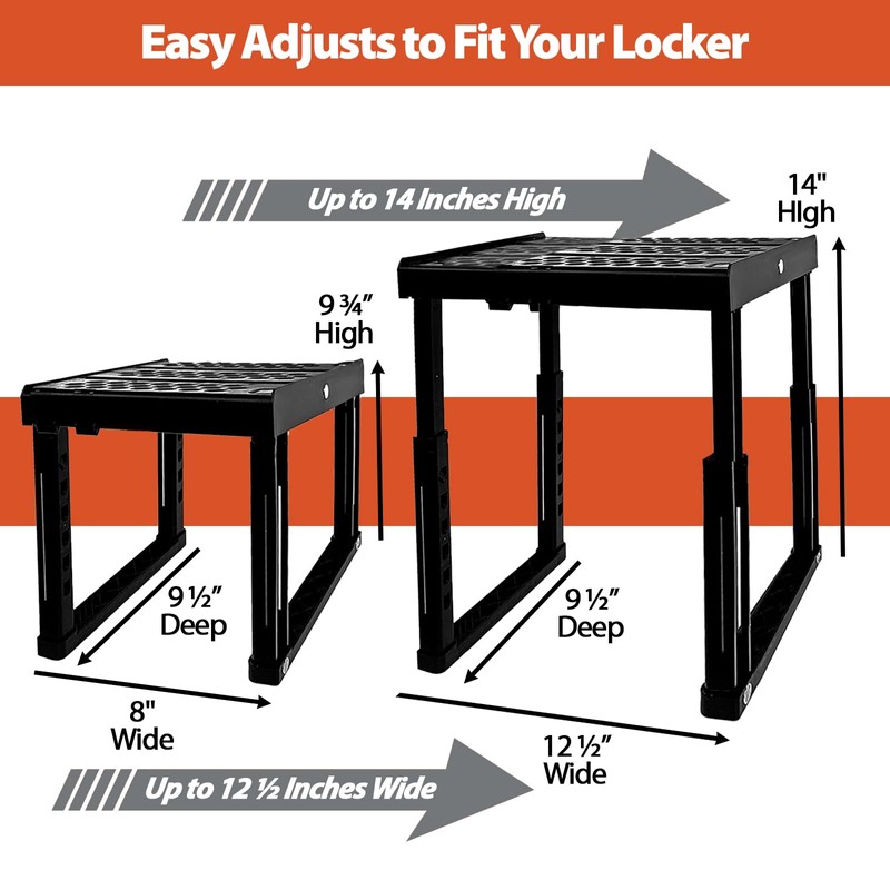 ABLinox Locker Organizer Shelf， Adjustable Width and Height, Ideal Locker