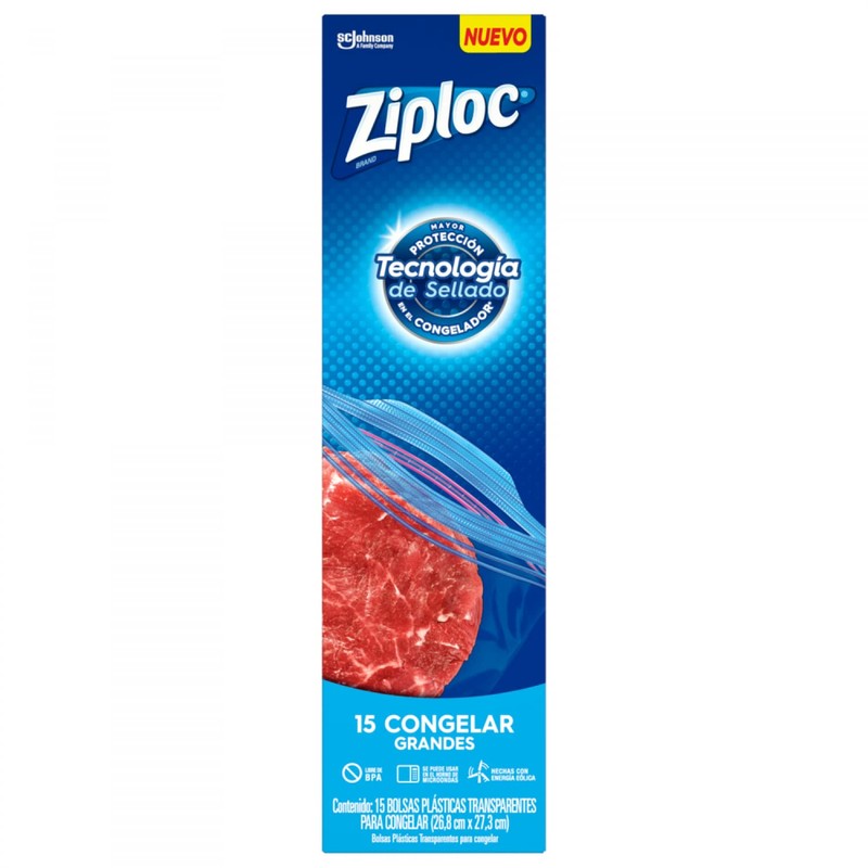 Ziploc Bolsa Reutilizable para Congelar Grandes 15 piezas