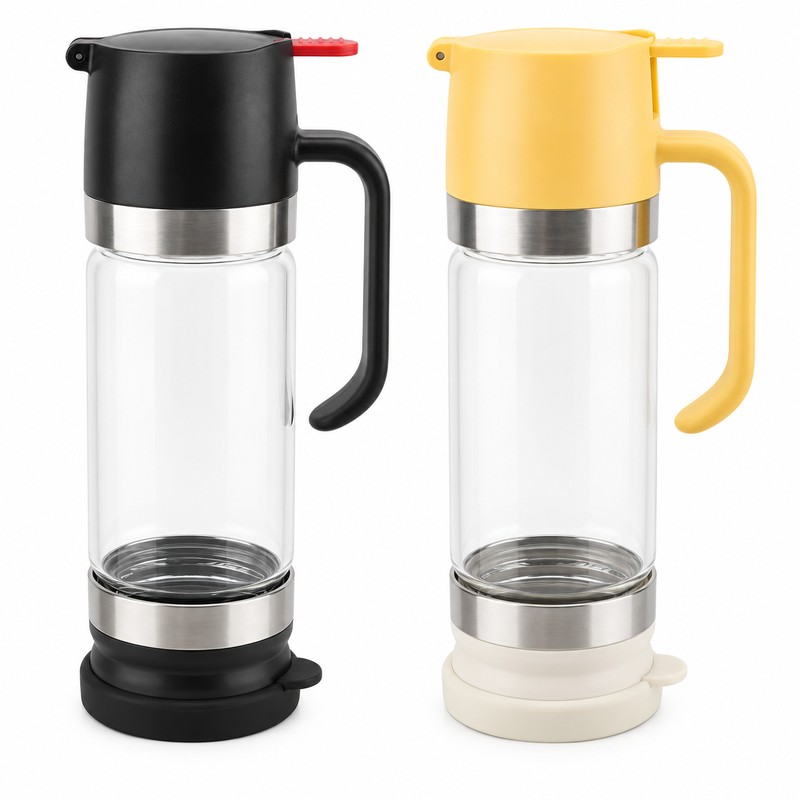 No-Drip Glass Honey Dispenser with Trigger Handle – Syrup Pourer