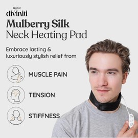 Silk Heated Neck Wrap - Electric USB Heating Pad for Neck, Shoulders, Back - 4 Heat Modes, Auto Shut-Off - Black