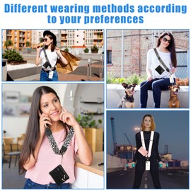 KSOPUERT Clip and Go Strap for Phone with Zippered Pouch Lanyard Crossbody Strap Wristband,Adjustable Phone Strap, Black, /