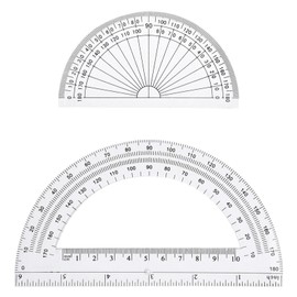 2 Pcs Plastic Protractor Protractor 180 Degrees, 4 Inch and 6 Inch, Clear, 360 Degree Protractor