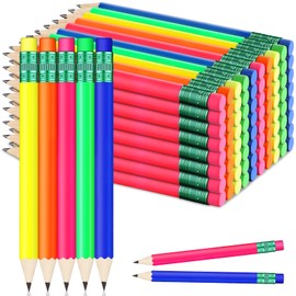 80 Pcs Mini Pencils with Eraser Golf Pencils 2 HB Half Pencils 4 Inch Half Pencils Hexagon Pre-sharpened Color Pencils for Bridal Wedding Classroom School Office (Neon Color, Classic Style)