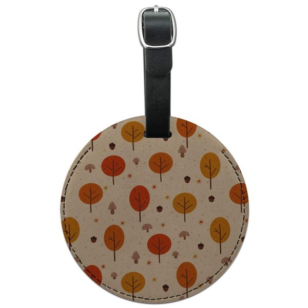 Autumn Fall Trees Pattern Round Leather Luggage Card Suitcase Carry-On