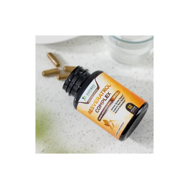 Resveratrol Nature's Nutrition 1800mg Cápsulas Antioxidante Vegano