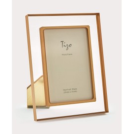 Tizo 4" X 6 Lucite Crystal Clear Photo Frame, Gold Backing