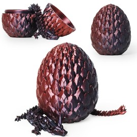 3D Printed Dragon Egg,Easter Eggs with Dragon Inside,Easter Basket Essentials,Fidget Toy for Birthday Gift,Executive Desk Toys for Adults and Kids (Black&Red)