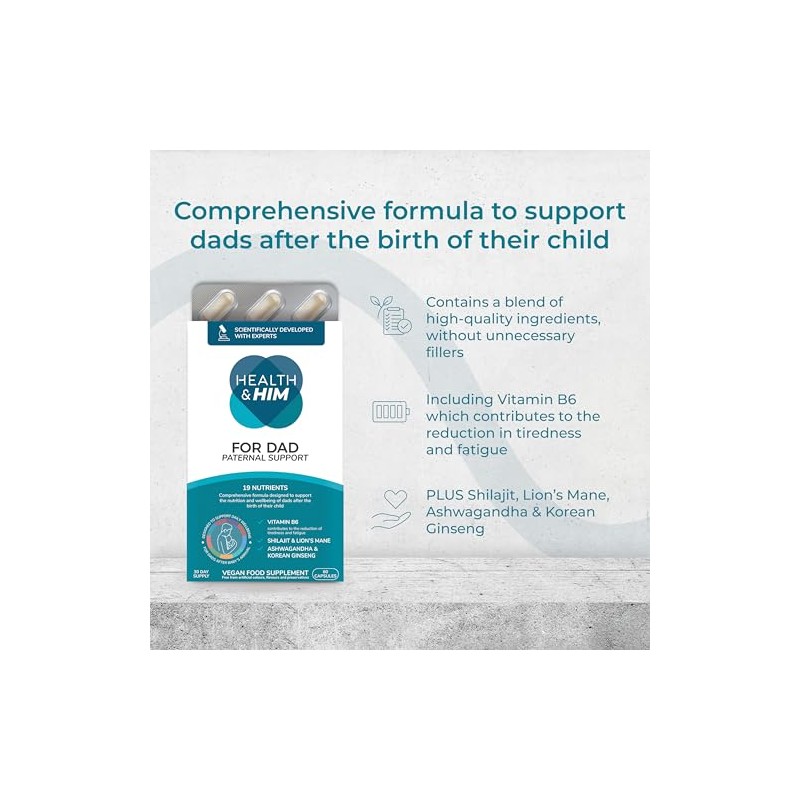 Health & Him for Dad Men's Multivitamin for Paternal Support,