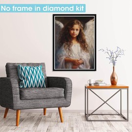 Pavemlo Diamond Painting Kits Girls White Dress, DIY 5D Diamond Embroidery Painting Kits Angel, Full Drill Crystal Set Rhinestone Embroidery Pictures DIY Diamond Painting for House Wall Decoration 30