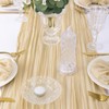 DeZerlor Champagne Cheesecloth Table Runner Boho Gauze Table Runner Rustic