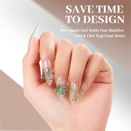 3 Packs Bling Coffin Press on Nails Y2K Long Ballet Fake Nails with Vivid Color Fashion Glossy Gel Acrylic Reusable UV Finish Full Cover Stick on Nails for Women Girls Green S/M/L 30 PCS