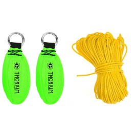 THORIUM Arborist Throw Weight Bag Combo Set - Bright Green 12oz + 16oz Slingshot Launcher Pouches - Complete with 150' / 45m Throw Line Rope