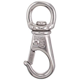 Stainless Steel Metal Fittings, Swivel Snap, Wire Diameter: 0.1 inch (2.5 mm), Total Length: 1.5 inches (37 mm), Working Load Capacity: 11.0 lbs