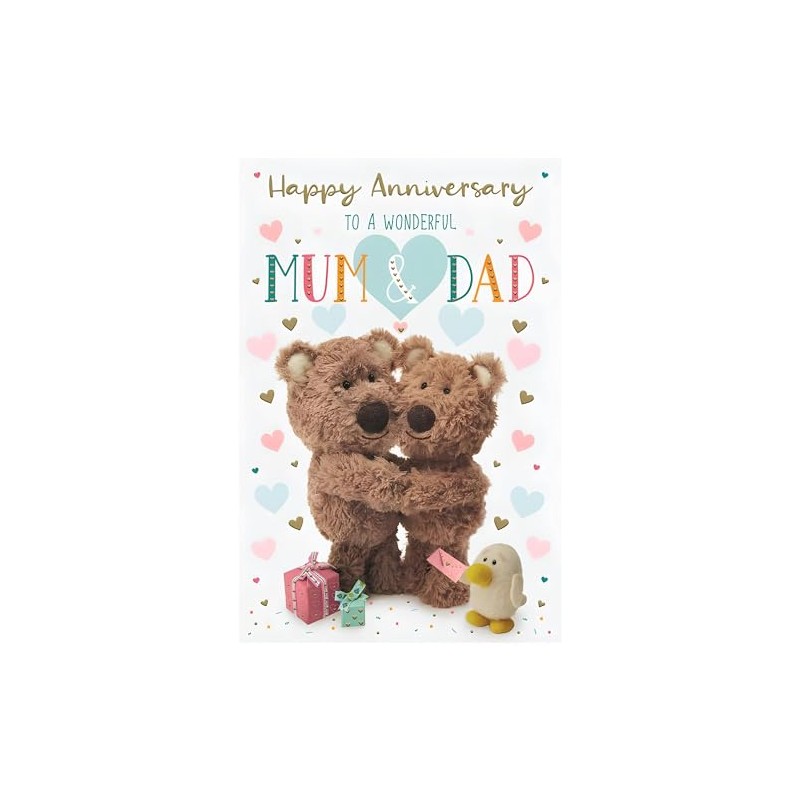 Mum and Dad Anniversary Card - Barley Bear Teddies and