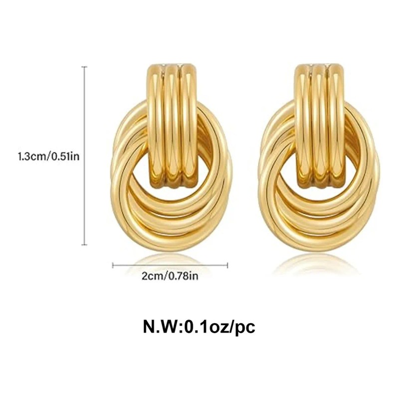 Aretes De Nudo Oro 18k Pendientes Gruesos Joyeria Para Mujer