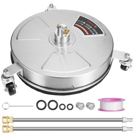 FUJIWARA 15" Pressure Washer Surface Cleaner with 3 Wheels,Stainless Steel Housing Power Washing Accessory,2 Extension Wands,2 Replacement Nozzles,4000PSI for Cleaning Patios,Driveways,Decks Sidewalks