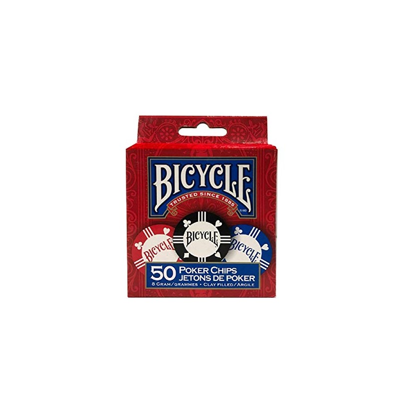 Bicycle 8G 50Count Clay Poker Chips 8G Clay Poker Chips,
