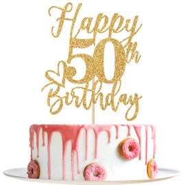 Decoración para tartas de cumpleaños 50, decoraciones para tartas de cumpleaños 50, saludos a 50 años, 50 fabulosas, decoraciones para fiestas de cumpleaños 50, purpurina dorada