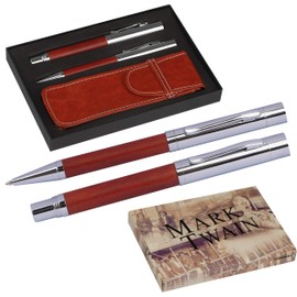 Mark Twain Writing Set Including Ballpoint Pen and Fountain Pen Elegant Writing Material for Office and Workplace