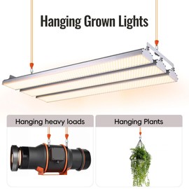 KOKKOYA Adjustable Rope Hanger,15FT Retractable Ratchet Straps,Heavy-Duty Tie Downs for Grow Lights,Camping Gear,RVs Includes Pulley System(4-Pack)