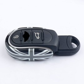 Key Fob Case Cover Shell Keychain Chain Accessories for Mini Cooper F54 Clubman F55 Hardtop F56 Hatchback F57 Convertible F60 Countryman (U-Shape Union Jack Gray)