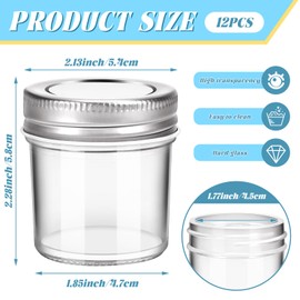 CZWESTC 12PACK 2Ounces Glass Jars with Lids,Mini Mason Jar Shot Glasses with Metal Lid,Round Set Glass Jars Canning Storage Jars Containers for Storing Lotions, Powders, and Ointments …