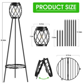 MXwcy 2 Pack Solar Lights Outdoor with LED Edison Bulbs, Vintage Style Solar Floor Lamp with Plant Stands, Weatherproof Garden Lights for Pathway, Patio, Yard, Porch Decor 8-10 Hours Lighting