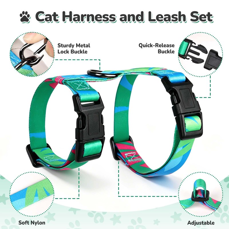 YooxArmor Adjustable Cat Harness and Leash Set, Escape Proof Kitten