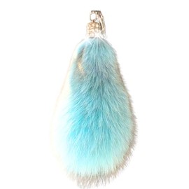 Pom Pom Tail Keychain, Fur Keychain, Fluffy Puffball Key Holder, Cute Soft Keyring for Women Bag Purse Backpack Tote (Light Blue)