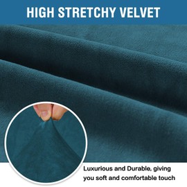 H.VERSAILTEX Stretch Velvet Armchair Cover Couch Covers 1 Cushion Chair Slipcover for Living Room Furniture Cover Crafted from Thick Comfy Rich Velour (Chair 32"-48", Deep Teal)