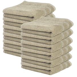 Kaufman - Premium Hand Towels Set for Bathroom, Spa, Gym, and Face Towel 100% Cotton Ring Spun, Ultra Soft Feel and Highly Absorbent Towels (12, Linen)