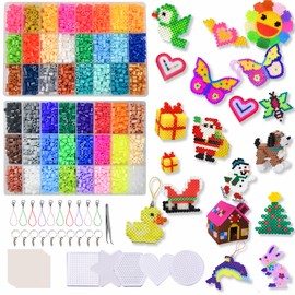 Yowamho Fuse Beads Kit - 48 Color Iron Beads Set, 8233 PCS 5mm Beads, Art Crafts Set for Kids Ages 4-8, Girls Boys Gift Age 3 4 5 6 7 8 9 10 Years Old Present