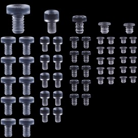 50 Pack Glass Table Top Bumpers with Stem, 5 Size Clear Rubber Anti Slip Pads Non Adhesive Glass Table Rubber Grippers for Tables Furniture Cabinet (0.19/0.20/0.21/0.24/0.35 Inch)