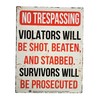 AMERICAN WIT - Funny No Trespassing Warning Metal Tin Sign