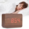 LED Wooden Alarm Clock, Alarm Function/Voice Control and Continuous Light