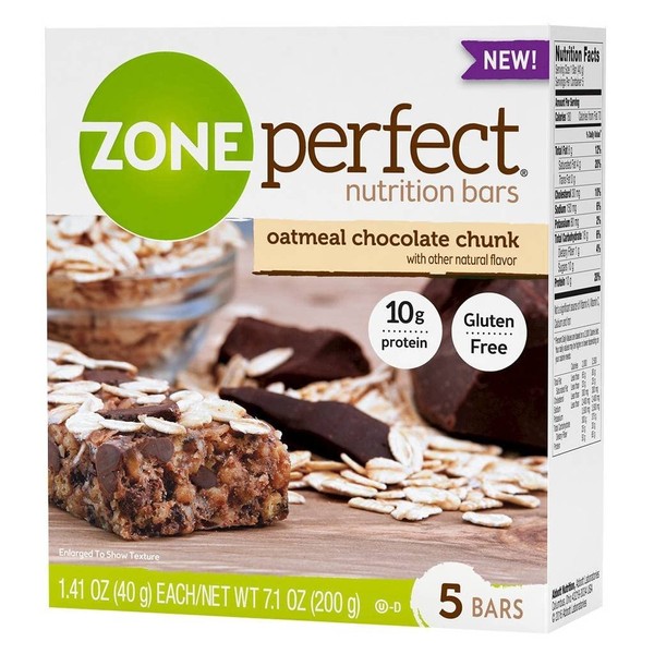 Zone Perfect Nutrition Bars, Oatmeal Chocolate Chunk, 1.41-Ounce, 5 Count
