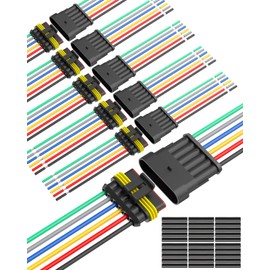 NAOEVO 6 Pin Connector Waterproof，16 AWG 6 Wire Connectors, Automotive Electrical Connectors Male And Female Way With Heat Shrink Tubing For Car Truck Boat Wire Connection, 6 Kits