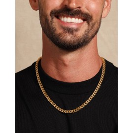 Waitsoul 925 Sterling Silver Cuban Chain Lobster Clasp 7mm 18K Gold Over Cuban Link Curb Necklace Chain for Men Women Diamond Cut 16-30 Inches(24)