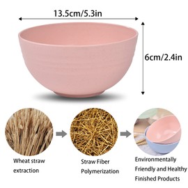 5Pcs Unbreakable Cereal Bowls, 18 OZ Reusable Lightweight Wheat Straw Bowl, Dishwasher & Microwave Safe - Perfect for Rice, Noodle, Snack, Salad, Soup (5 Colors)