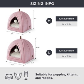 Bedsure Cat Beds for Indoor Cats - 2 in 1 Cat Cave for Large Cats and Small Pets, Foldable Cat House Tent with Removable Washable Cushioned Pillow, Cat Hideaway with Non-Slip Bottom, Pink, 17.3 inches
