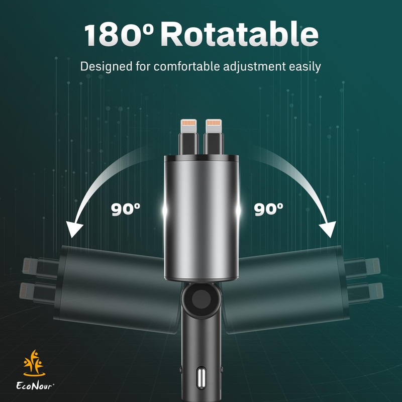 EcoNour Einziehbares Autoladegerät (L+ L) mit Dockingstation - Dual Lighting