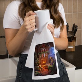 Lantern Press Christmas Morning, Stockings Above Fireplace (100% Cotton Tea Towel, Decorative Hand Towel, Kitchen and Home)