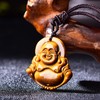 Fuqimanman2020 Amulet Tiger Eye Stone Laughing Buddha Pendant Necklace Lucky