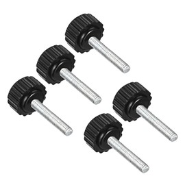 CoCud Knurling Clamp Knob M4 x 20mm Male Thread 16mm Head Thermoset Plastic Thumbscrew Grip Bolt Knob Black For Lathe Machines 5pcs