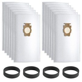 SUNRRA 12 Bags + 4 Belts Vacuum Bags Compatible with Kirby Vacuum Cleaner Bags, Solid Cloth Dust Bag Fit All Kirby Generation & Sentria Models, Part # 205811 204814 204811 Style F