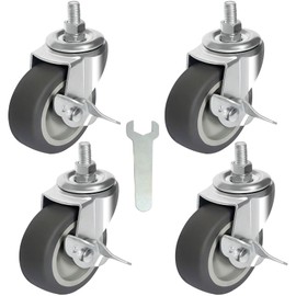 AAGUT 3 Inch TPR Stem Casters, Standard US 5/16"-18 x 1 Threaded Stem Castors, Locking Swivel Replacement for Furniture, Workbench Set of 4