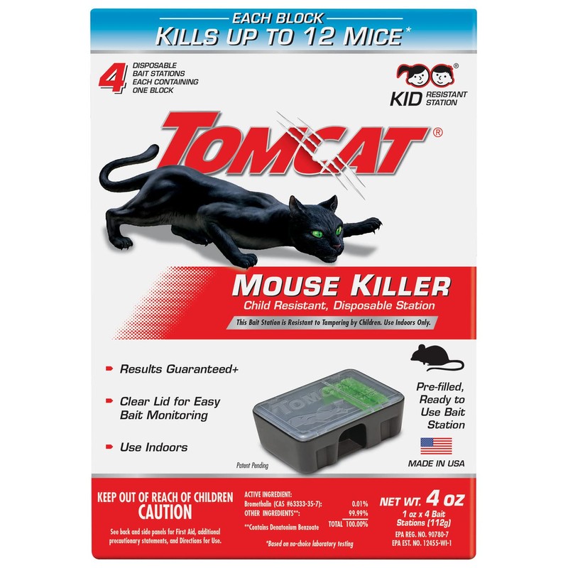 Tomcat Mouse Killer Child Resistant, Disposable Station, 4-Pack (16 Preloaded
