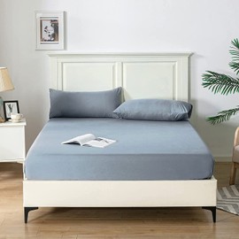 Good Nite Super King Fitted Sheet Extra Deep Pocket Soft and Breathable 25cm Blue Grey Super King Size