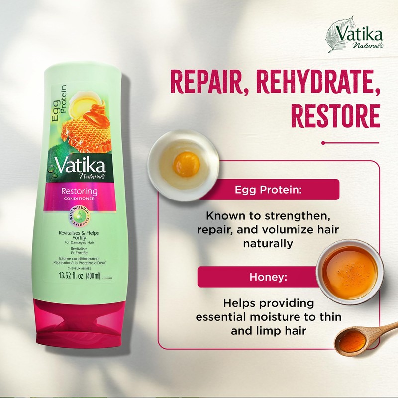 Vatika Naturals Egg Protein Shampoo & Conditioner Combo, 400 ml,